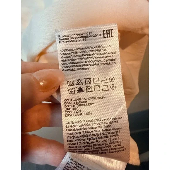 YAS Cream V Neck Button‎ Cottage Peplum Blouse Long Sleeve Women's Size Large - Picture 6 of 8